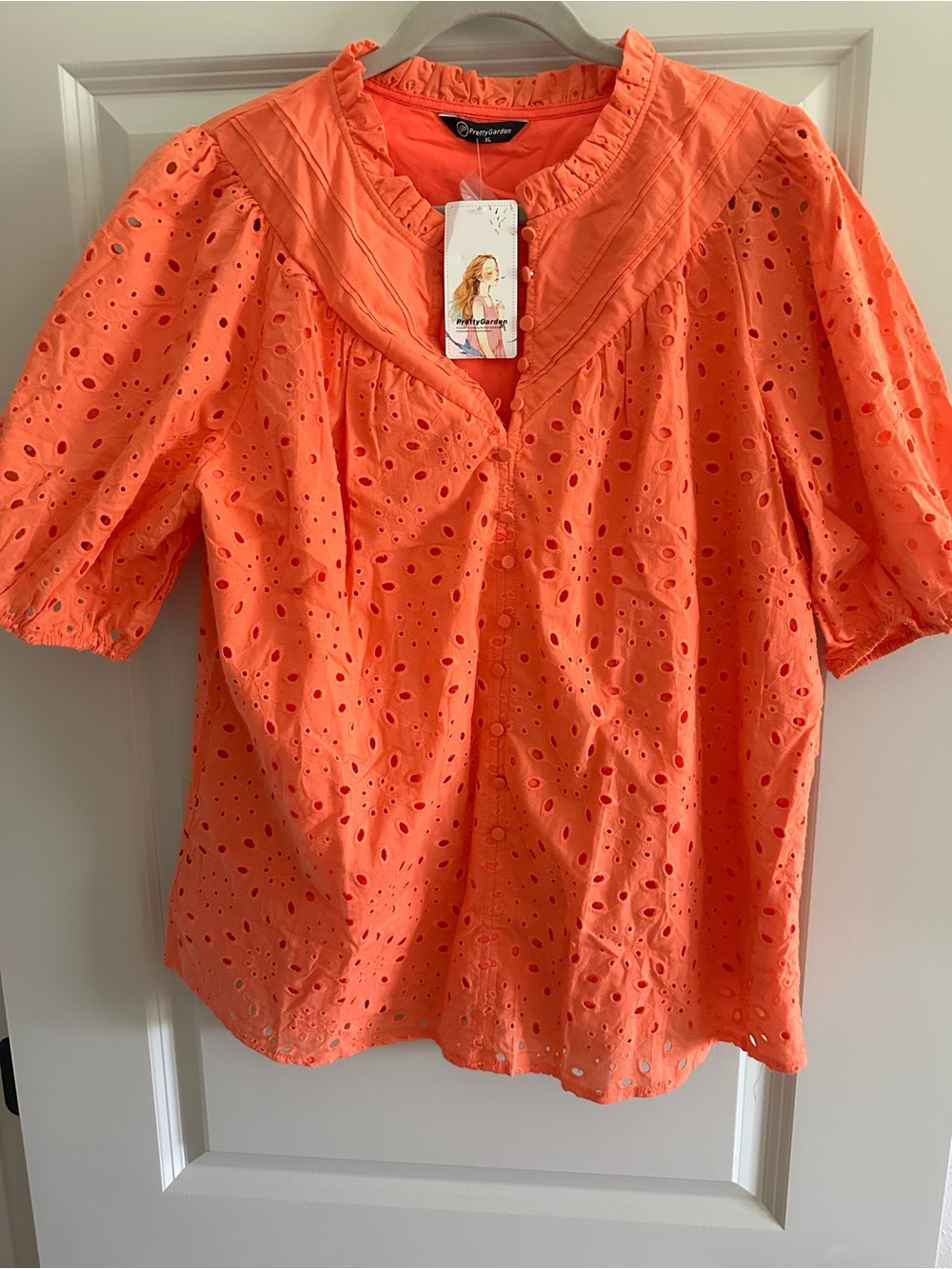 Novelty by Oneil Coral Eyelet Peasant Blouse